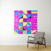 Bauhaus Synthwave #1 (fuchsia/magenta-blauw) Wandkleed (In Situ (horizontaal))