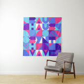 Bauhaus Synthwave #3 (roze-blauw) — abstract poste Wandkleed (In situ)
