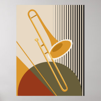 Bauhaus Trombone | Mid-Century Modern Jazz Poster
