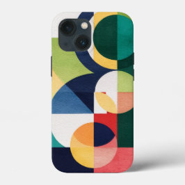 Bauhaus Waterverf - Geometrische groene telefoonho iPhone 13 Mini Hoesje