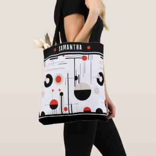 Bauhaus zwart en rood geometrische vormen samenste draagtas