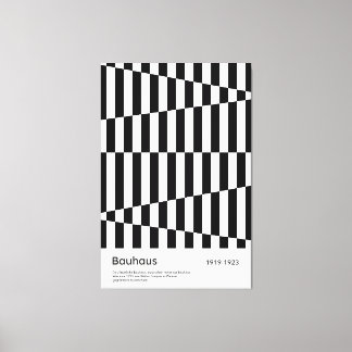 Bauhaus Zwart Wit Streep Grid Kunstprint Canvas Afdruk