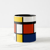 Bauhauspatroon abstracte geometrische kunst schild tweekleurige koffiemok (Center)