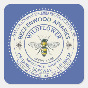 Baume à lèvres abeille jaune Étiquette Apiculteur 