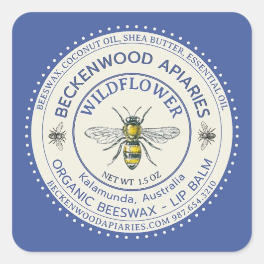 Baume à lèvres abeille jaune Étiquette Apiculteur  (Devant)