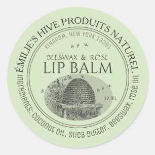 Baume à lèvres en cire d'abeille mini étiquette av