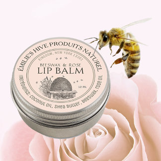 Baume à lèvres en cire d'abeille mini étiquette av
