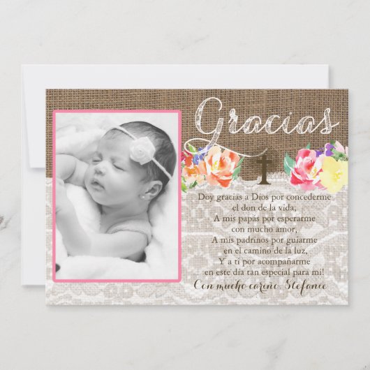 Bautismo Baptism bedankt voor het meisje in het Sp (Voorkant)