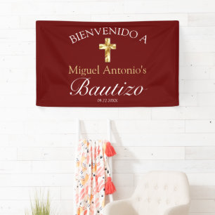 Bautismo de Bebé Borgoña Dorado Bienvenido Spandoek
