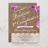 Bautizo 1er Cumpleaños, invitation espagnol Castel (Devant / Derrière)