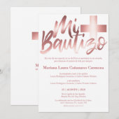 Bautizo Doop Spaans Taal Faux ROOS GOUD Kaart (Voorkant / Achterkant)
