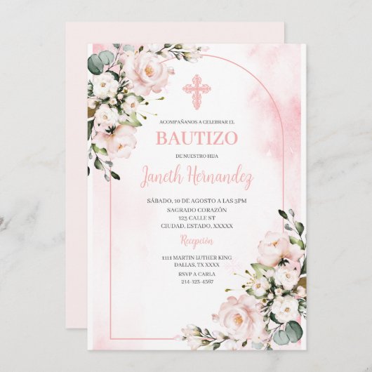 Bautizo Espagnol Invitation (Devant / Derrière)