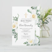 Bautizo Floral Blanc Invitation Espagnole (Debout devant)