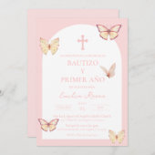 Bautizo Mariposa Invitación Baptism Invitation (Devant / Derrière)