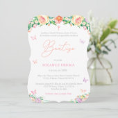 Bautizo para nena, Spaans Baptism Party Butterfly Kaart (Staand voorkant)
