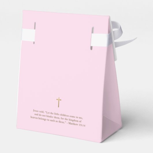 Bautizo Pink Gold Cross Custom Spanish baptism Bedankdoosjes (Achterkant)