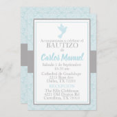 Bautizo Spanish Baptism Blue Silver Dove Kaart (Voorkant / Achterkant)