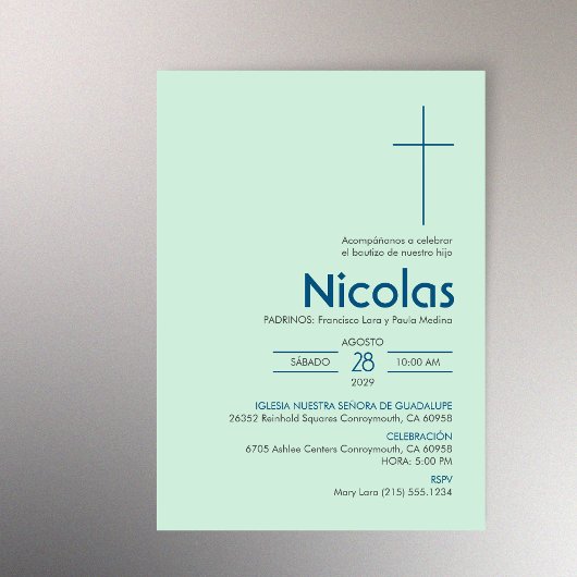 Bautizo uitnodiging Elegant minimalistisch doopsel