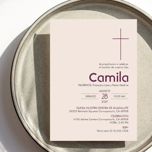 Bautizo uitnodiging Elegant minimalistisch doopsel