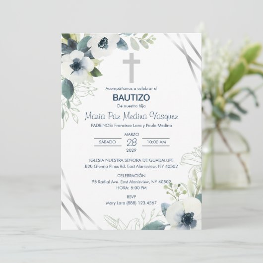 Bautizo Uitnodiging Jongens en Meisjes Schattigee  (Staand voorkant)