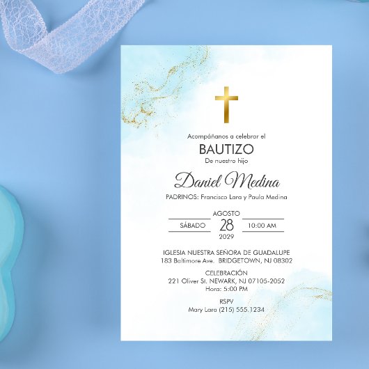 Bautizo uitnodiging minimalistische religieuze doo