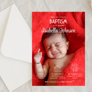 Bautizo Uitnodiging Schattige Baby Meisje Foto Doo