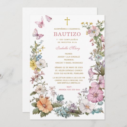 Bautizo Y Primer Añito de nuestro hija Kaart (Voorkant / Achterkant)