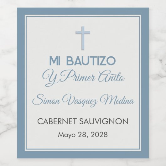 Bautizo y Primer Cumpleaños Doop eerste verjaardag Wijn Etiket (Enkel label)