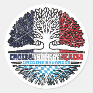 Bavaria Bavarian French Tree Roots Flag Ronde Sticker