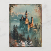 Bavaria Neuschwanstein Castle Vintage Briefkaart (Voorkant)
