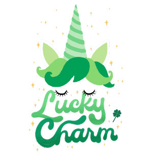 Bavoir Adorable Lucky Charm Green Text Unicorn Image