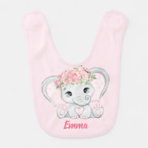 Aquarelle bébé éléphant rose floral fille