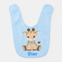 Aquarelle Bébé Giraffe Bleu garçon