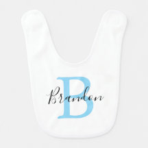 Bavoir de bébé avec initiale et nom personnalisés