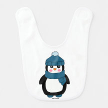 Bavoir mignon de bébé de pingouin d'hiver