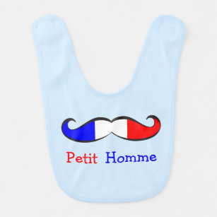 Bavoir Moustache "Petit Homme" Français drôle et mignon