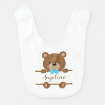 Ours en peluche mignon Bib bébé personnalisé