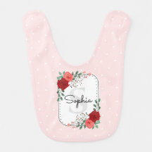 Roses d'aquarelle rose et rouge Monogramme Baby Gi