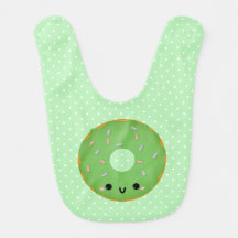 Bavoir vert de sourire mignon de bébé de beignet