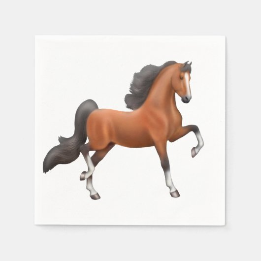 Bay Amerikaanse zadelbaars paard servetten (Voorkant)