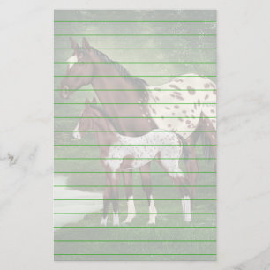 Bay and White Appaloosa merrie en veulen Print Briefpapier