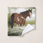 Bay and White Tobiano Paint Horse Print Bad Handdoek (Wasdoekje)