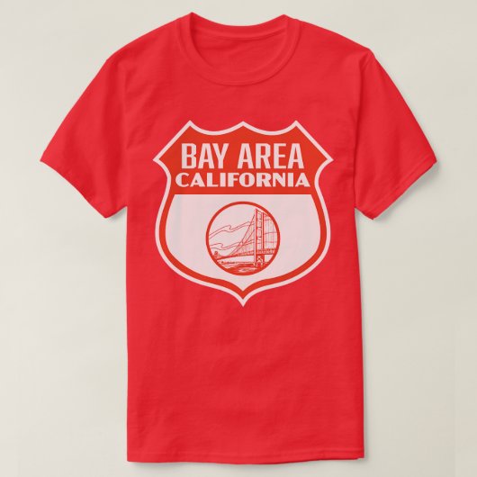 Bay Area California Retro Shield Rood T-shirt (Design voorkant)