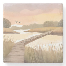 Bay Boardwalk | Airy Coastal Watercolor Painting
