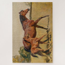 Bay Brown Thoroughbred Mare and Foal Legpuzzel