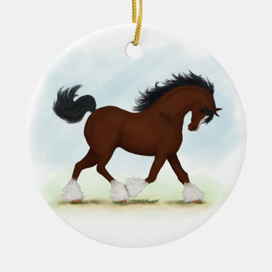 Bay Clydesdale Horse Keramisch Ornament (Voorkant)