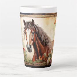 Bay Horse en wilde bloemen Latte Mok