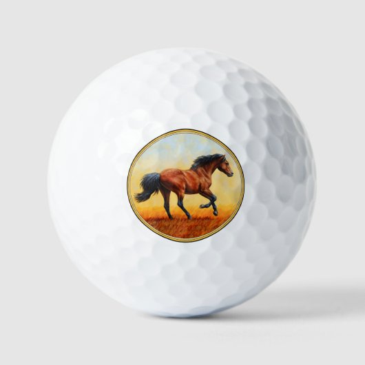 Bay Horse Galloping Golf Balls Golfballen (Voorkant)