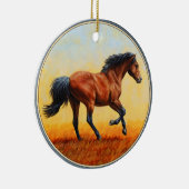 Bay Horse Galloping Keramisch Ornament (Rechts)