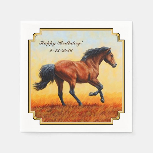 Bay Horse Galloping Servetten (Voorkant)